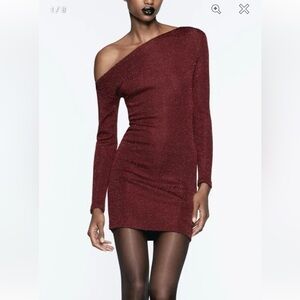 NWT Zara Sparkly Asymmetric Mini Dress